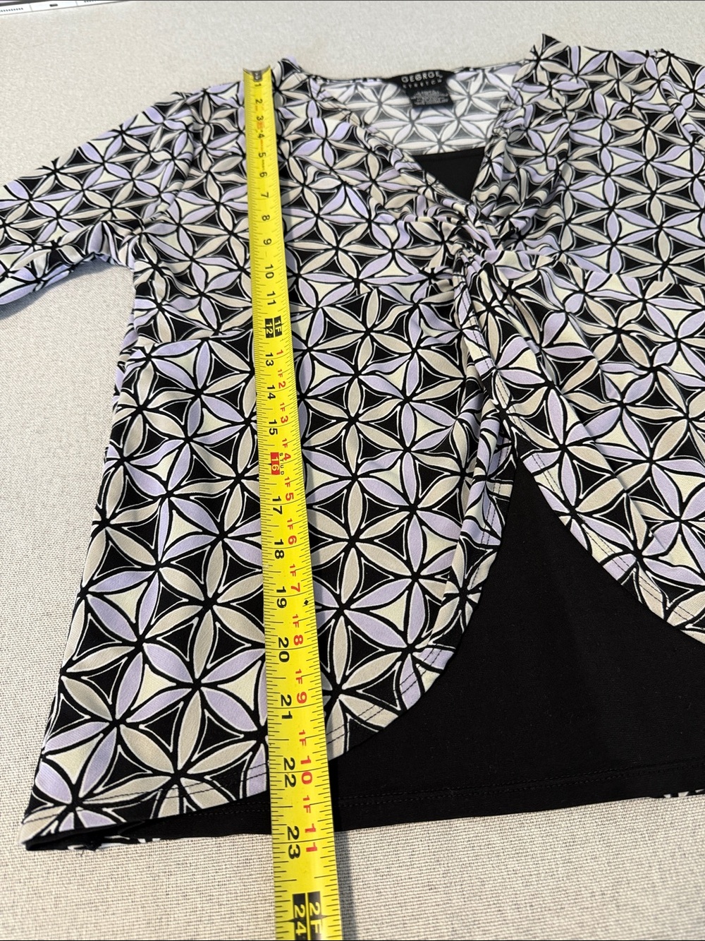 George Knot-Front Geometric Print Top - Black & Lavender XL - Picture 10 of 14
